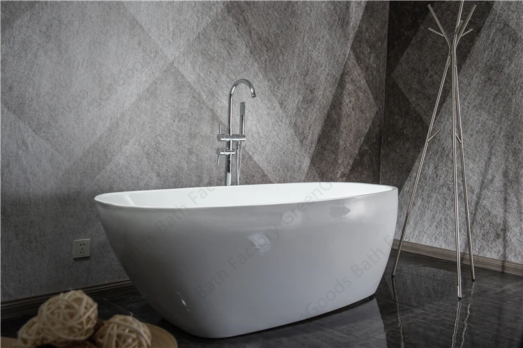 الحديثة بسيطة 1700X760mm قائما بذاته حوض الاستحمام الاكريليك مع المنبثقة الطابق استنزاف