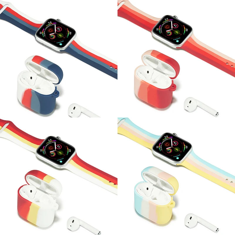  BOORUI 2020 fashion 3D rainbow headphone cover for airpod cases silicone hook earphone accessories airpods 1 2