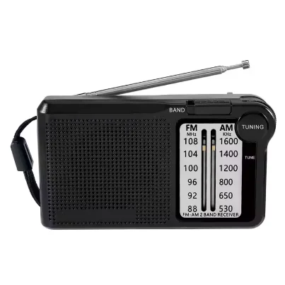 GOLDMORE 1Eletree Best Reception Compact Transistor AM/FM Pocket Radio with USB Charging Cord ABS Body Muni Reception