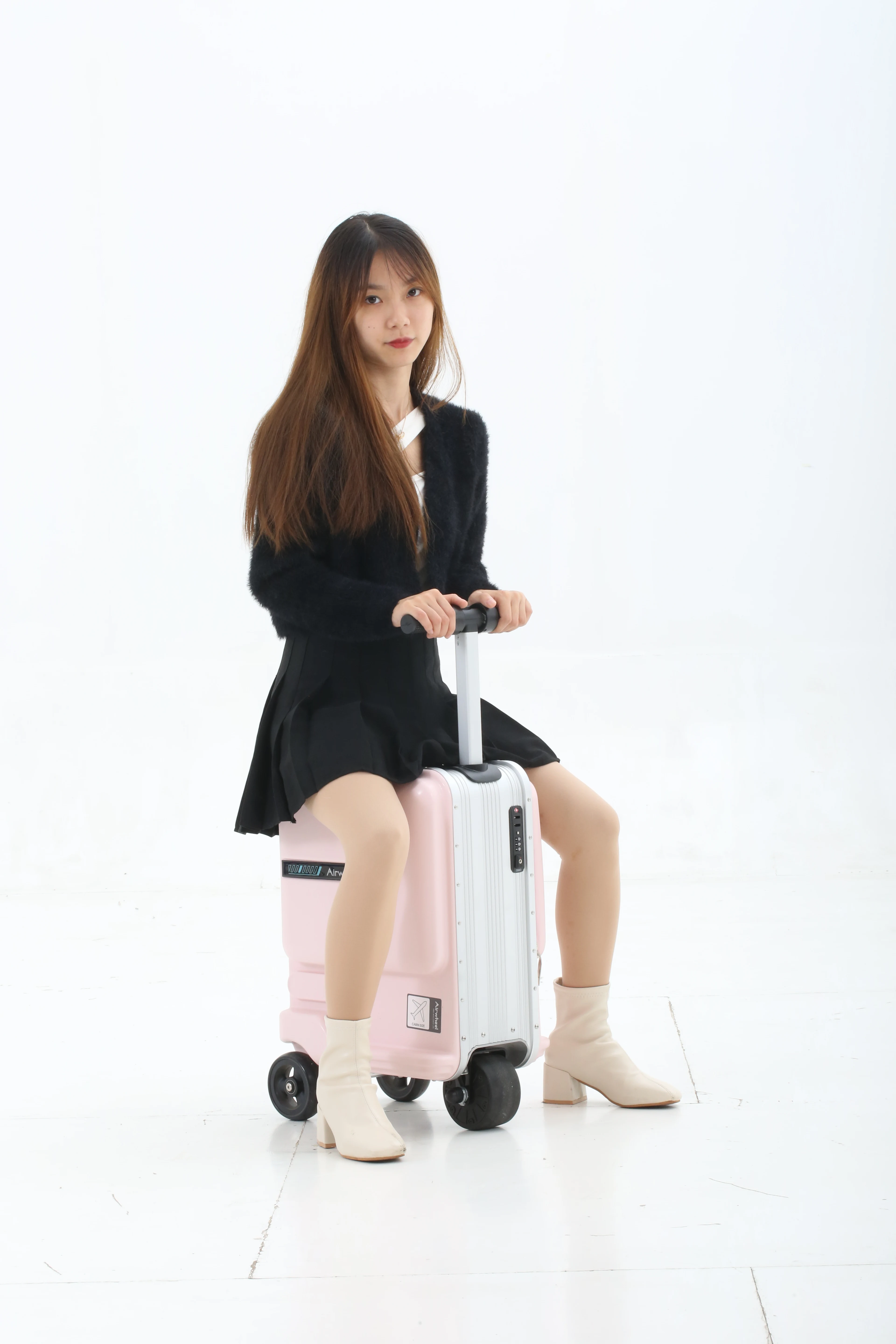 Ride on e scooter suitcase smart luggage carry on luggage scooters suitcase with removable power bank battery