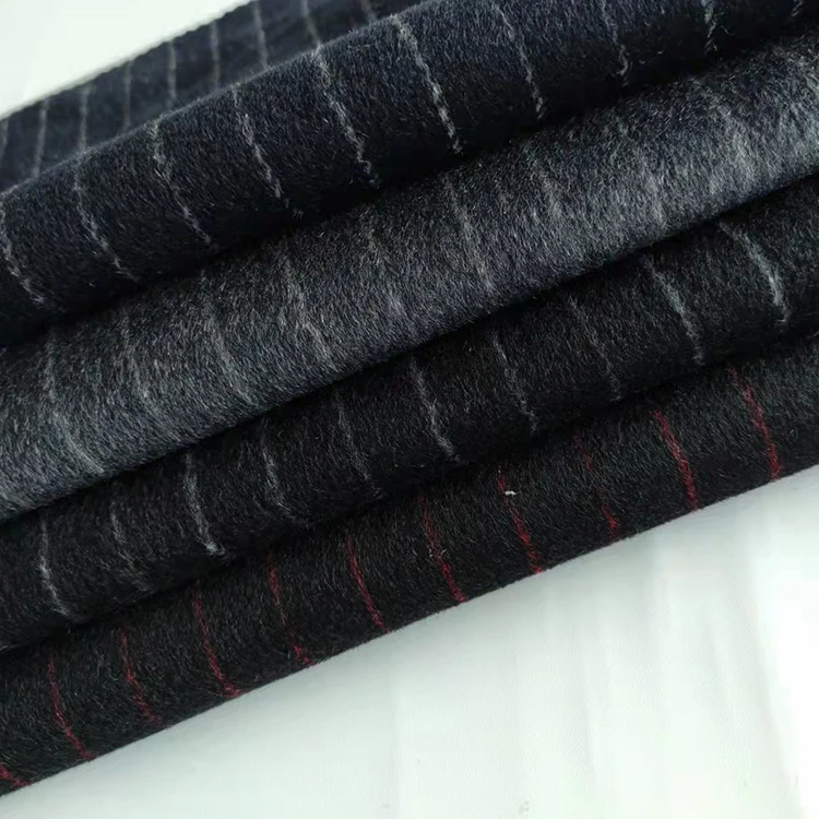 Ready goods For gentlemen suit fabric heavy weight 65%wool blended Plain Stripe Line woven fabric