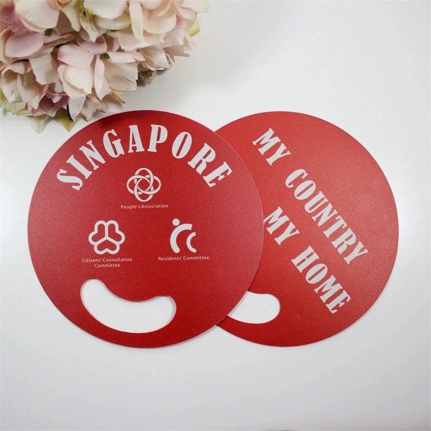 Custom Logo Printed Round Square Shape Pp Plastic Hand Fan Handle Sticks Portable Plastic Square Hand Fan