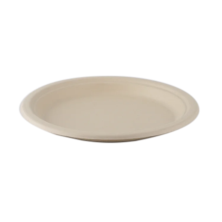 biodegradable plate restaurant disposable round Sugarcane dishes porcelain plates