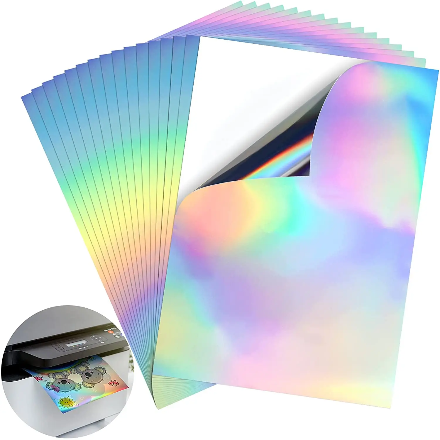 Premium Self Adhesive Holographic sticker paper A4 Size Free Decoration or Printing in Sheet