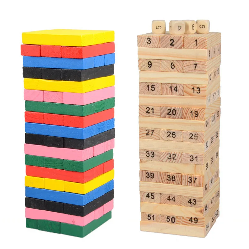 Новый 54-piece цвет высота детские развивающие игрушки домино строительные блоки настольные игры Монтессори раннего