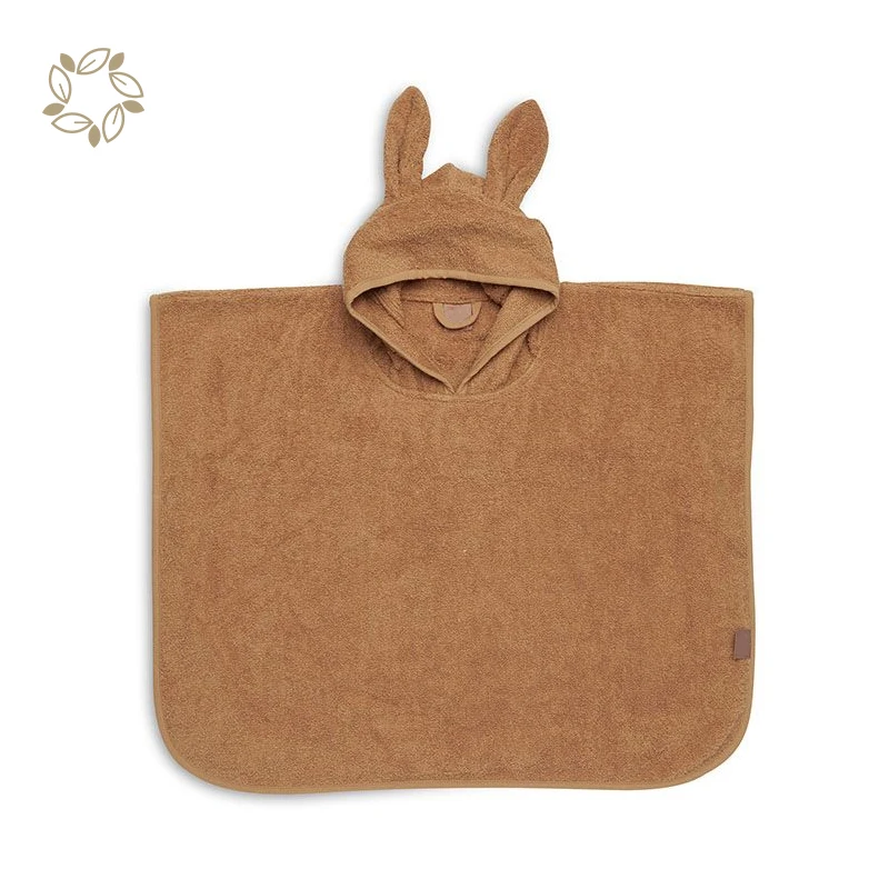 Baby badponcho organic cotton terry beach towel Sustainable baby hooded beach poncho hoody blanket for kids