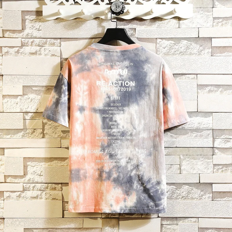 
95%cotton 5%Polyester hip hop tie dye t shirts size M-5XL for men with custom clothing manufacturers 