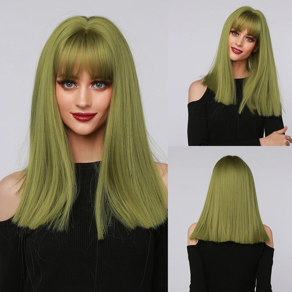 Meiwei Factory Direct Selling Hair Wig Review Short Straight Green Synthetic Bob Halloween Mask Costume Wig Grip Natural