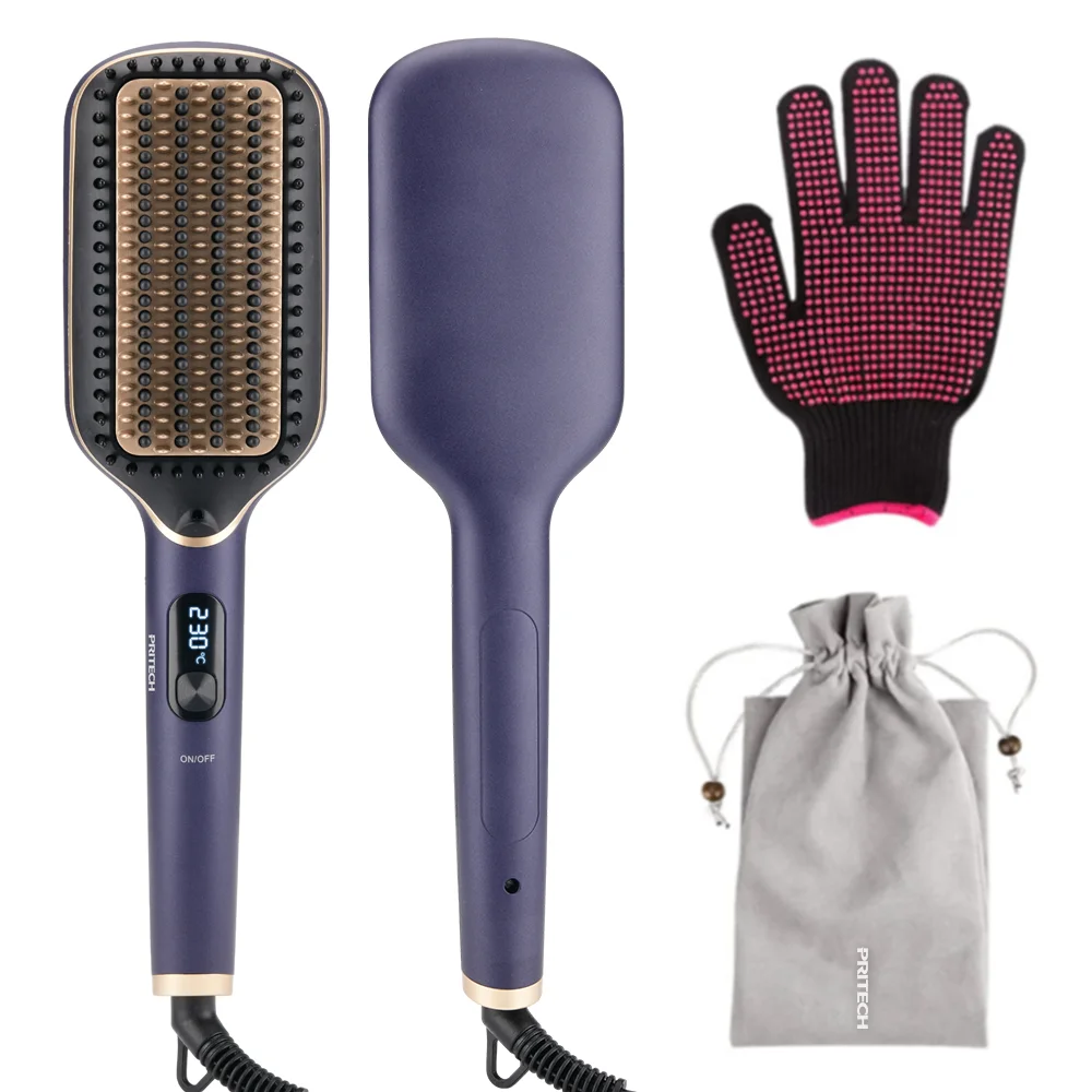 Portable Ionic Ionic Hair Straightener Brush PTC Heating element Hair Straightener Comb Tool