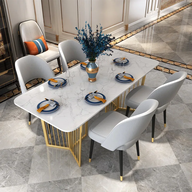 Dining Room Furniture Luxurious Kitchen Chair and Table Set Simple Gold Legs Cafe Marble 10 Seat 6