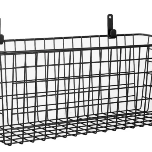 Wholesale kitchen bathroom organizer matte black wall mounted storage hanging wire basket