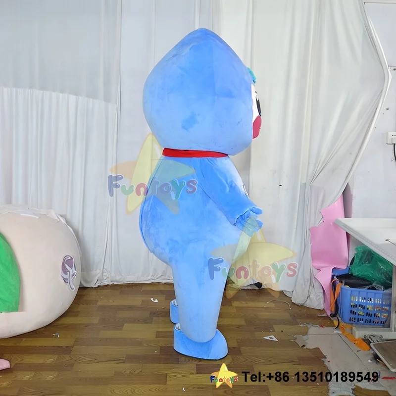 Funtoys Blue Customized Red Characteristic Clothing Girl Boy Doll Mascot Costume Carnival Halloween Cosplay Cartoon for Adult