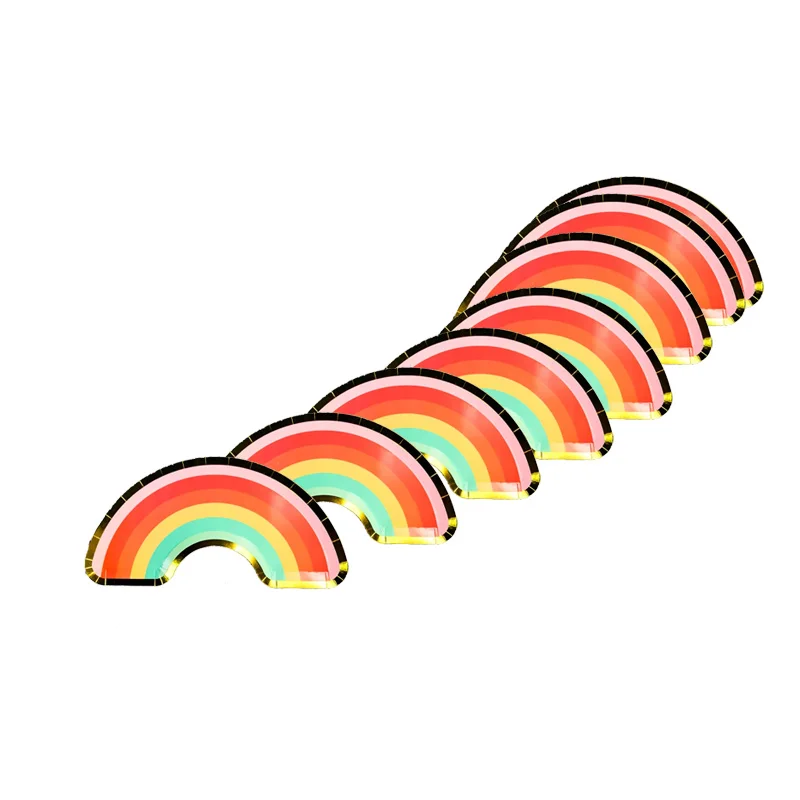 Partybus Colorful Stripe Rainbow Design 10 Inch Eco Biodegradable Disposable Party Paper Plates