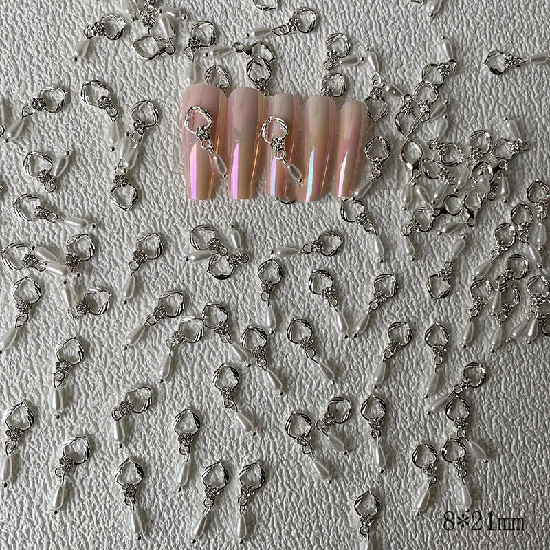 10Pcs/Bag New Nail Art Jewelry Diamond Style Alloy Diamond Zircon Resin Pearl Nail Decoration Diamond Nails Stickers & Decals