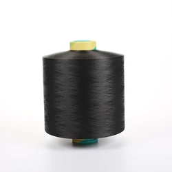 POLYESTER TEXTURED 150/48 S TWIST BLACK YARN for knitting