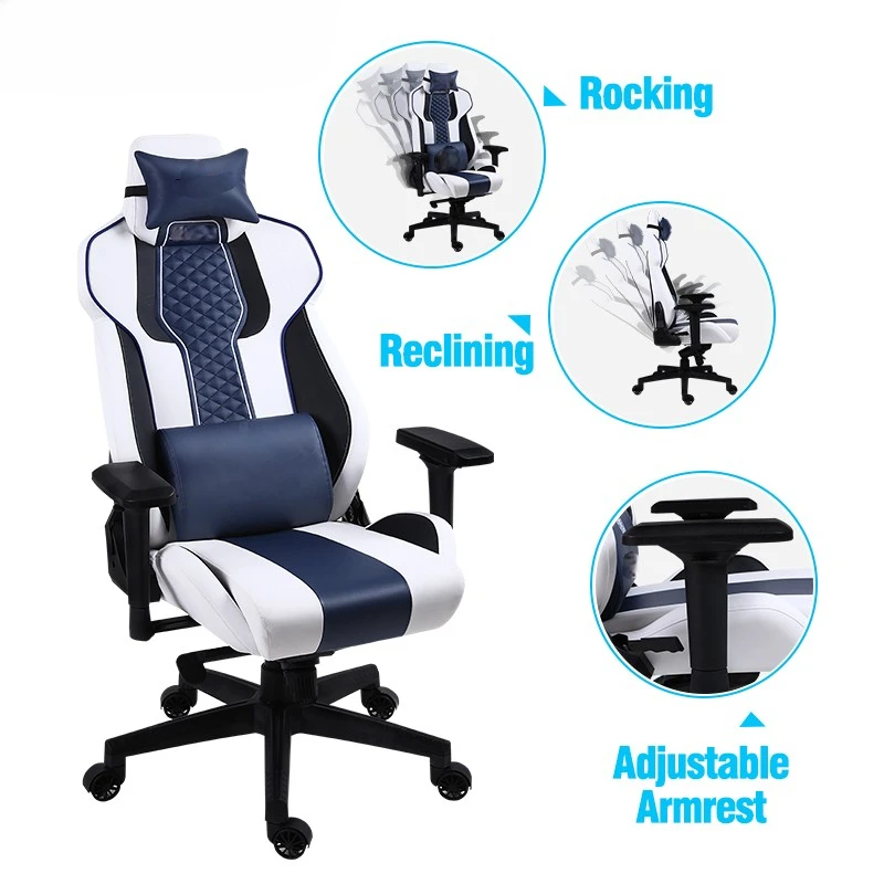 Factory Wholesale Swivel Game Chair Height Adjustable Revolving Leather Office Chair With Massage And Big Seat Gaming Chair