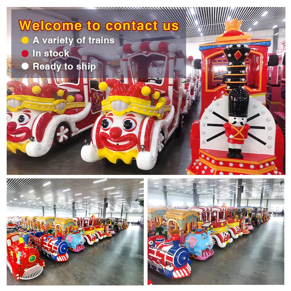 Zhengzhou Yueton Kiddie Amusement Park Rides Fairground Blue White 24 Person Battery Powered Electric Trackless Train For Kids