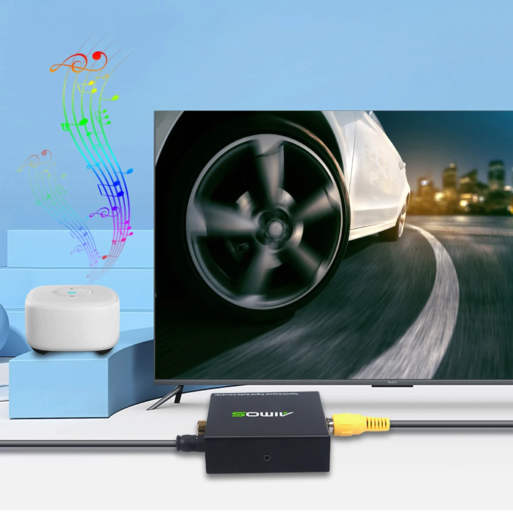 Digital Audio Switch Converter AIMOS Optical Toslink to Coaxial Adapter BI-directional Wide Compatibility for TV/DVD Player/PS4