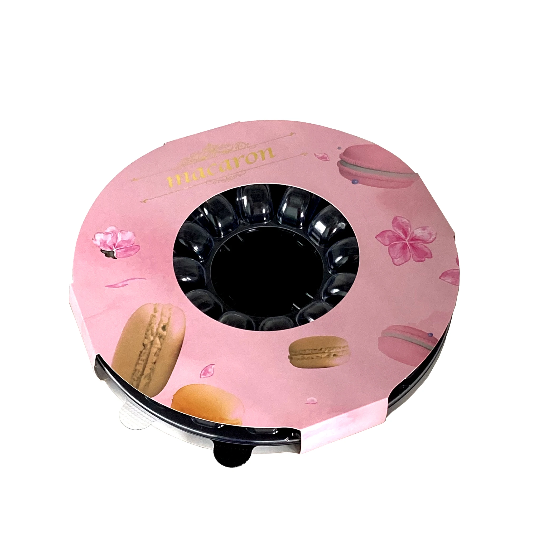 Custom Macaron Clear Tray Recyclable Macaron Packaging Transparent Box  Plastic Tray Macaron Chocolate Cookies Tray