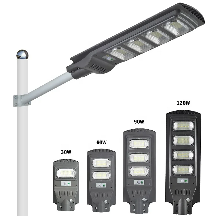 High Efficiency Waterproof Ip65 Outdoor All In One 90w 120w Integrated Led Solar Street Lamp