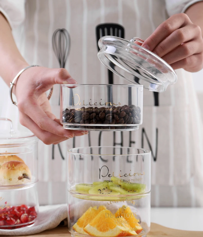 Storage Container Jar Clear Borosilicate Stackable Stack Glass Jar