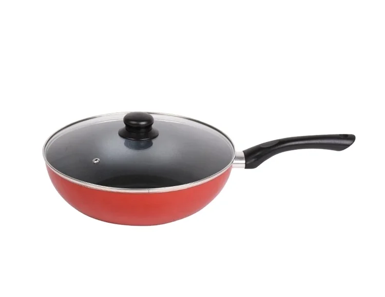 Горячая Распродажа высококачественных алюминиевых вок Joyway для приготовления пищи, прессованный алюминиевый вок со стеклянной крышкой