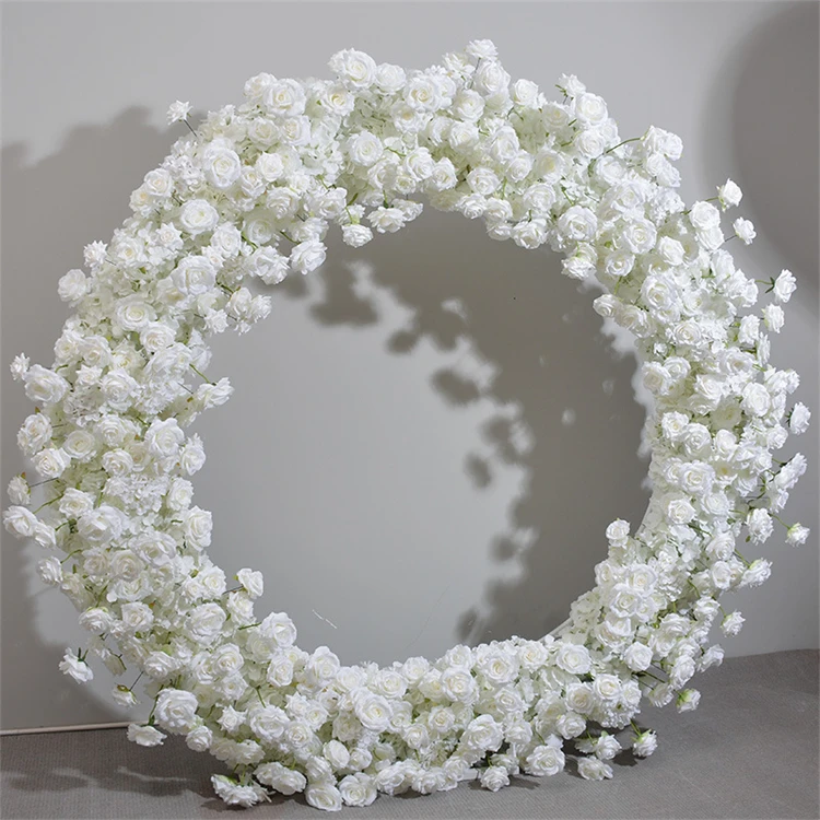 Hot-sale Circle Wedding Floral Arch Round White 2m Custom Artificial Flower Wedding Arch for Ceremony Stage Backdrop Decoration