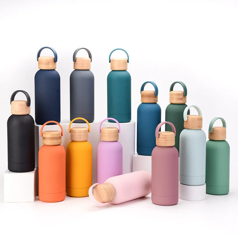 500ml  Skinny Tumbler  Doubl Wall Stainless Steel Portable Large Capacity Thermal Water Bottle  with Bamboo Lid