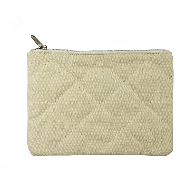 Wholesale Eco Friendly Nature Quilted Cotton Pencil Bag