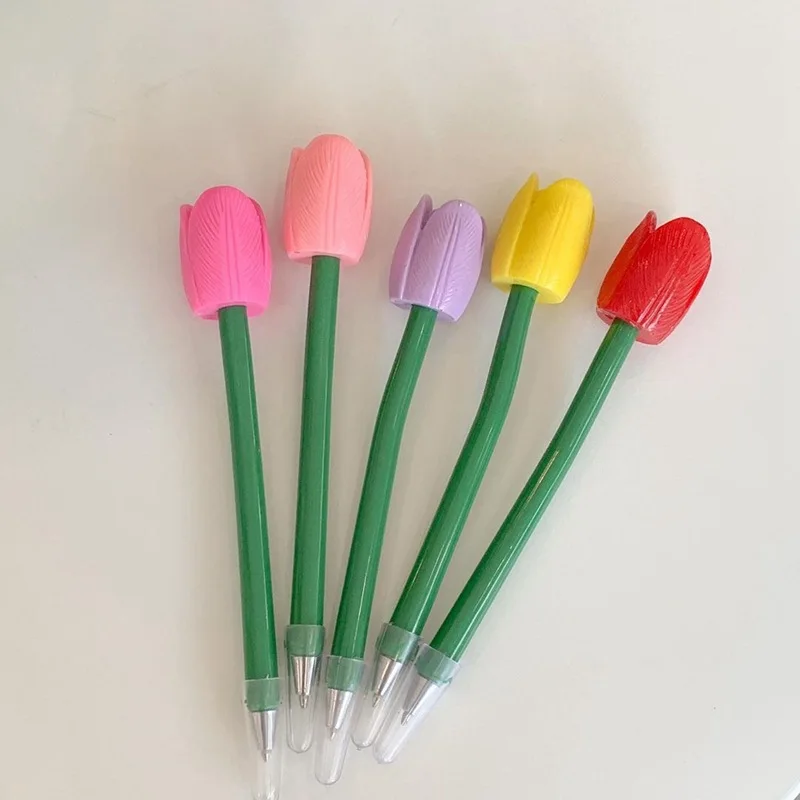 Creative ins wind same style girl heart tulip flower pen rose flower ballpoint pen small fresh simulation flower gel pen