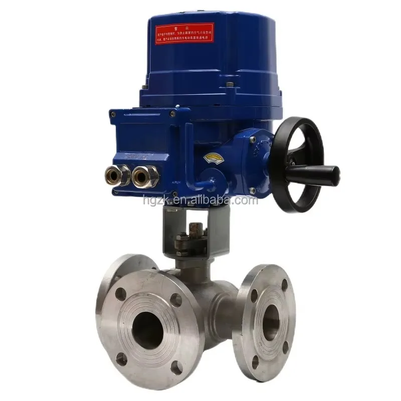 Explosion-proof DN50 2 inch 3 way L T Port Stainless Steel Flange Electric Actuator Motorized Ball Valve