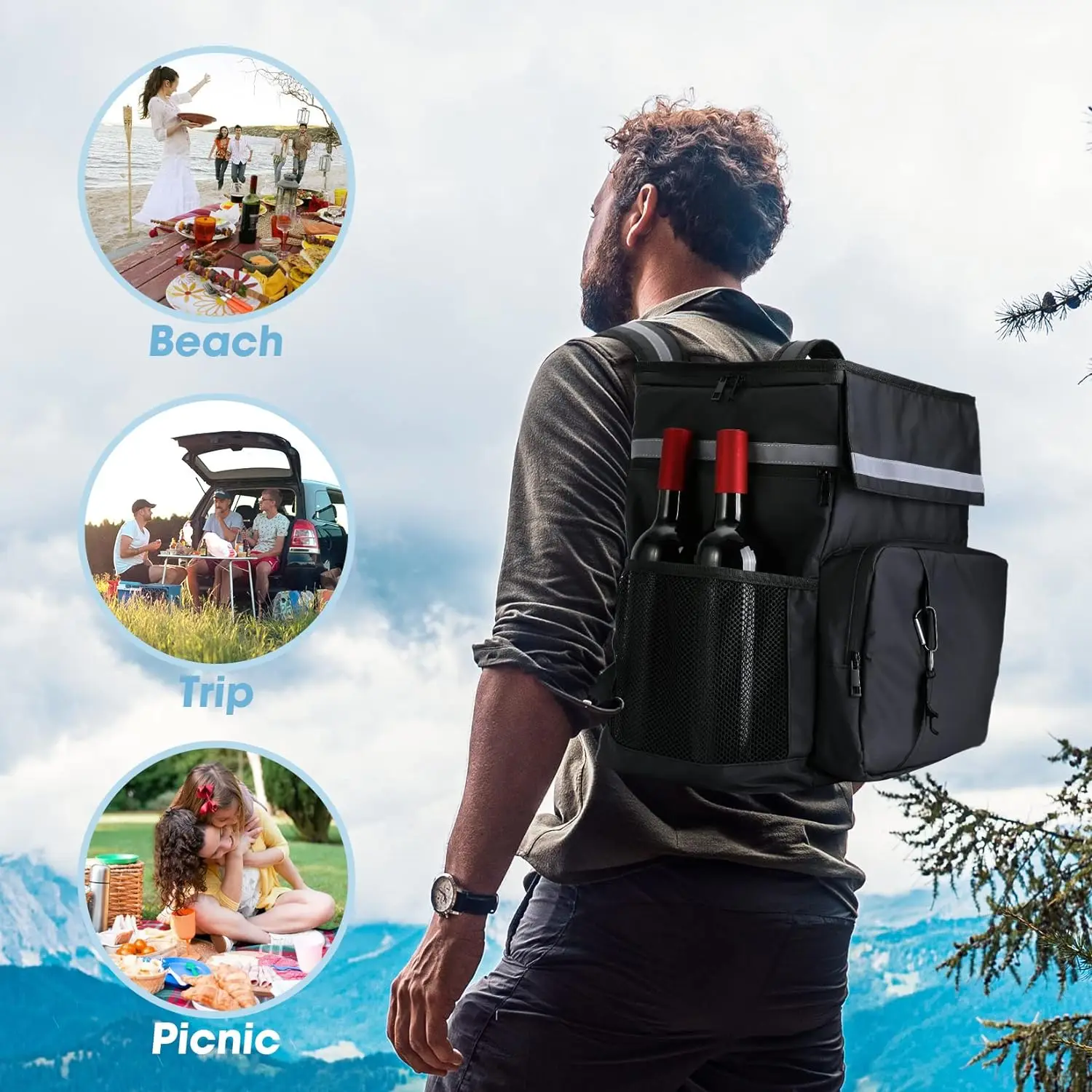 Large capacity portable lunch cooler bag large-capacity leakproof backpack custom logo insulated thermal backpack