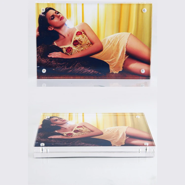 Customize Clear Acrylic Family Magnet Girls Boys Photos Acrylic Photo Frame Desktop Show