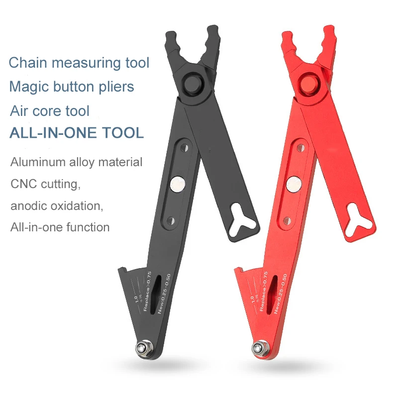 Lebycle 6 In 1 Bicycle Multi Repair Tools Chain Wear Indicator Master Missing Link Chain Quick-Link Bicycle Valve Removal Tool