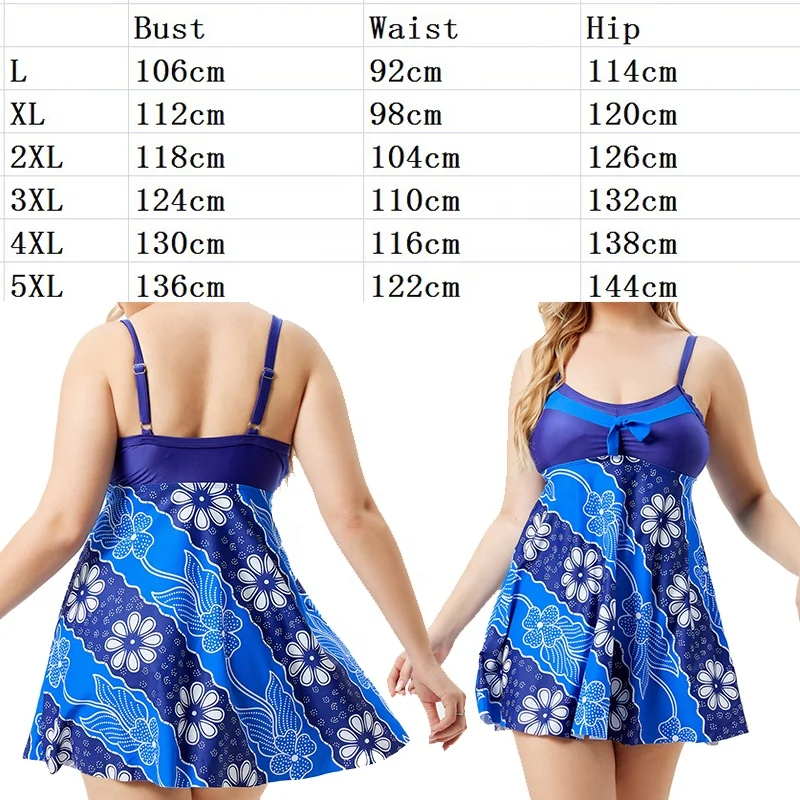 2022 Trendy Floral Swim Dress Plus Size Tankini Swimsuits Swing Beach Dress Bathing Suit Plus Size Swimwear Bikini For Fat Women