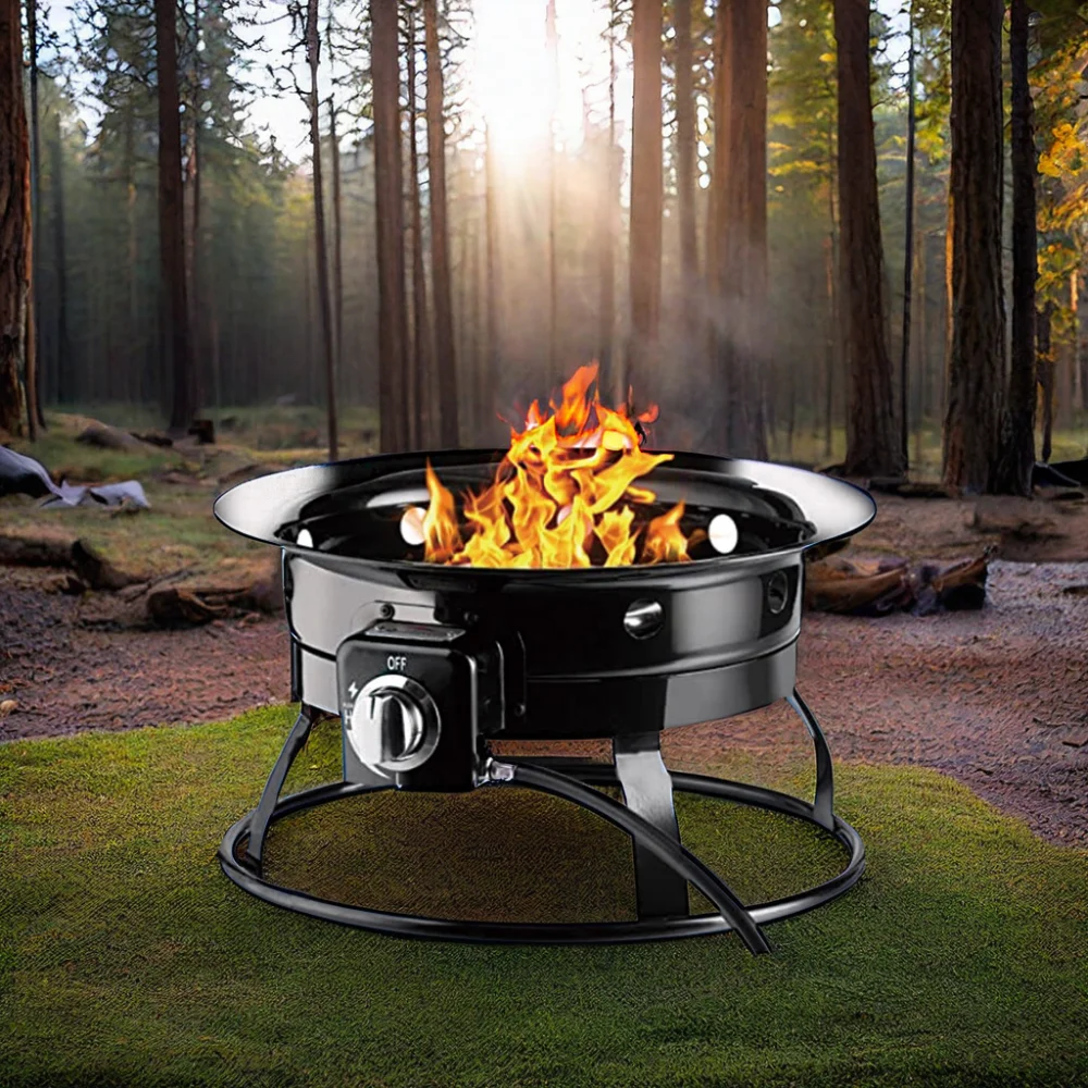 2024 Hot Sale 19 Inch Camping Gas Patio Firepit Black Heavy Duty Fire Bowl