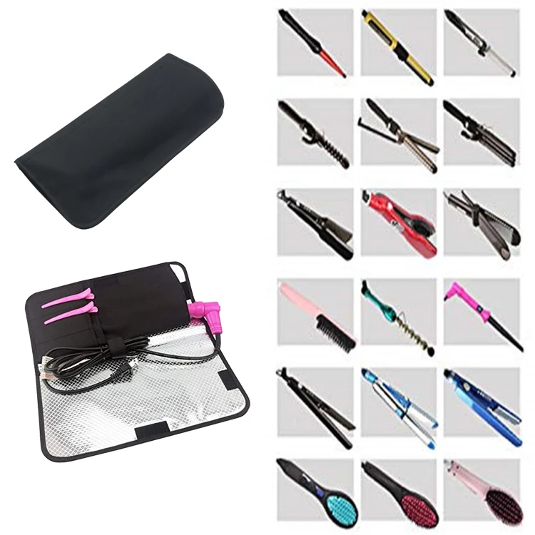 Women cosmetic clips combs travel pouch pockets Flat Iron hair straightener case heat resistant thermal pouch bag
