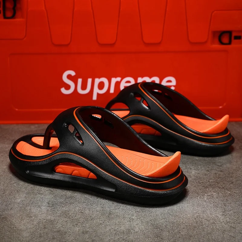 Custom EVA Thick Platform Soft Beach Couple Flip Flops Closed Toe Outdoor Shoes Slides Slippers for Summer