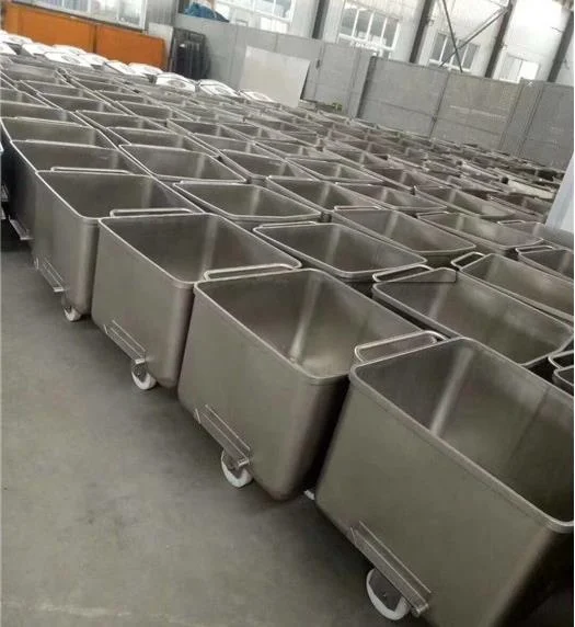 Sus304 Material Feeding Food Meat Barrel customized Transportation Turnover Truck beef vacuum meat marinating  tumbler machine