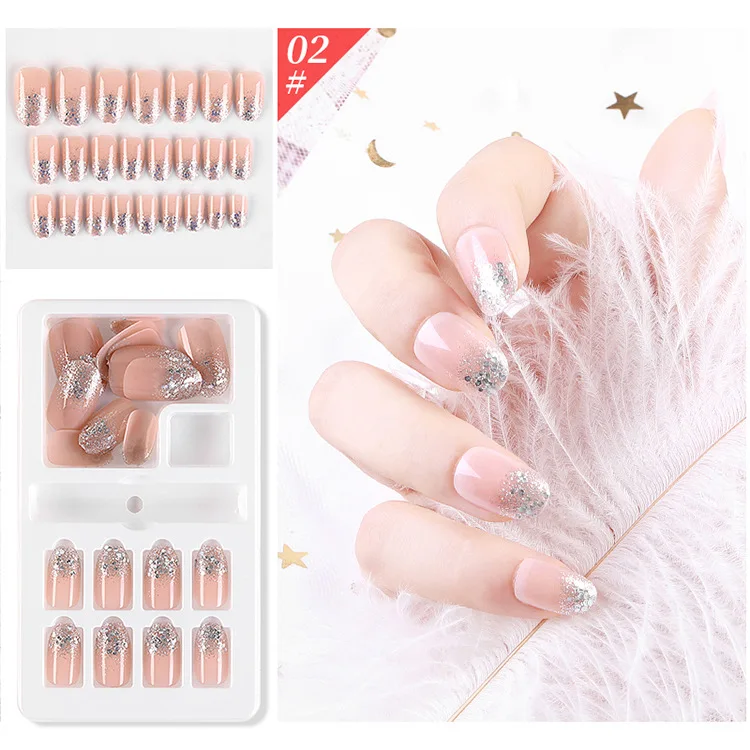 2020 Модный Цветной 3D Блестящий порошок, лак для ногтей, предварительно разработанные 3D Искусственные ногти для девочек/женщин