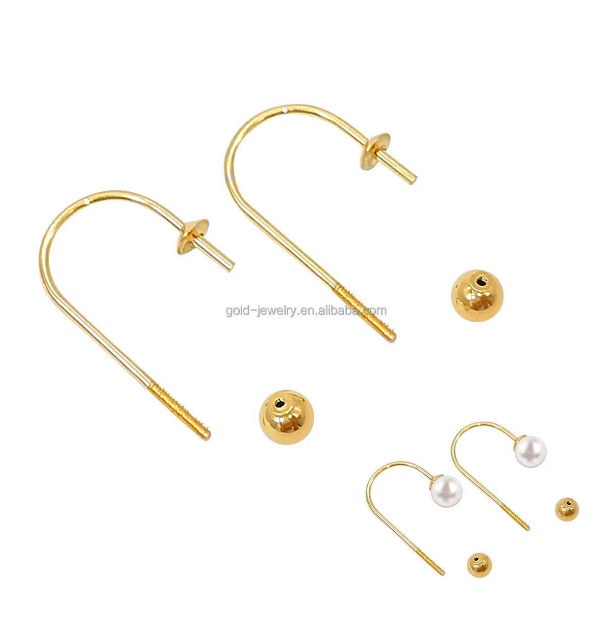 Gold 18K Jewelry Mountings For Pearl Earring Findings Wholesaler