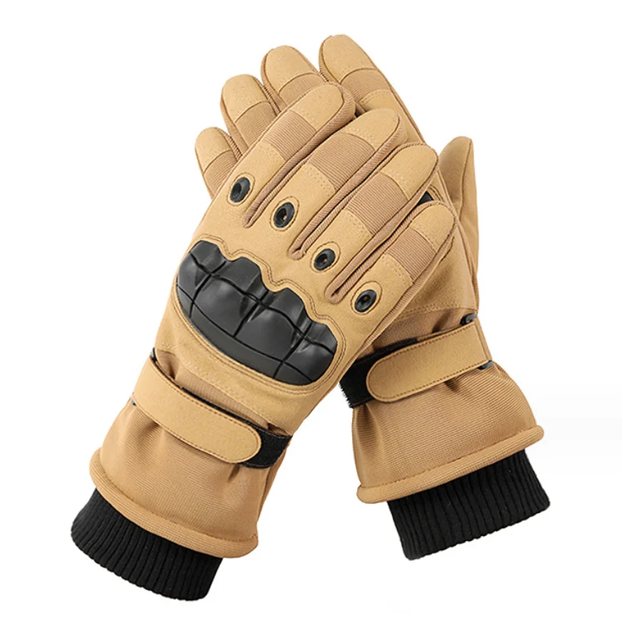 DFU147 Winter fleece liner tactical gloves with silicon hard knuckle and reinforce palm  touch sensor fingers