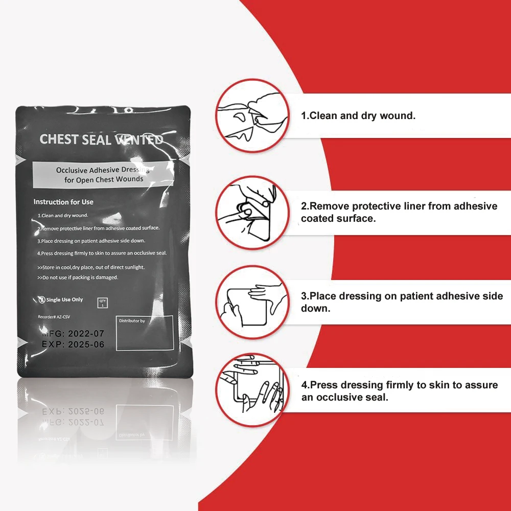Ce Approved MST Trauma Tactical First Aid Chest Seal Dressing For first aid vented chest seal chest seal
