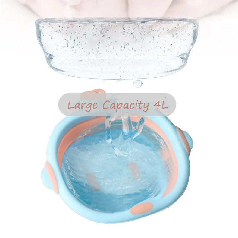 Environmental Thickened Baby Folding Bathtub Multipurpose Cartoon Design 4L Portable Baby Wash Basin