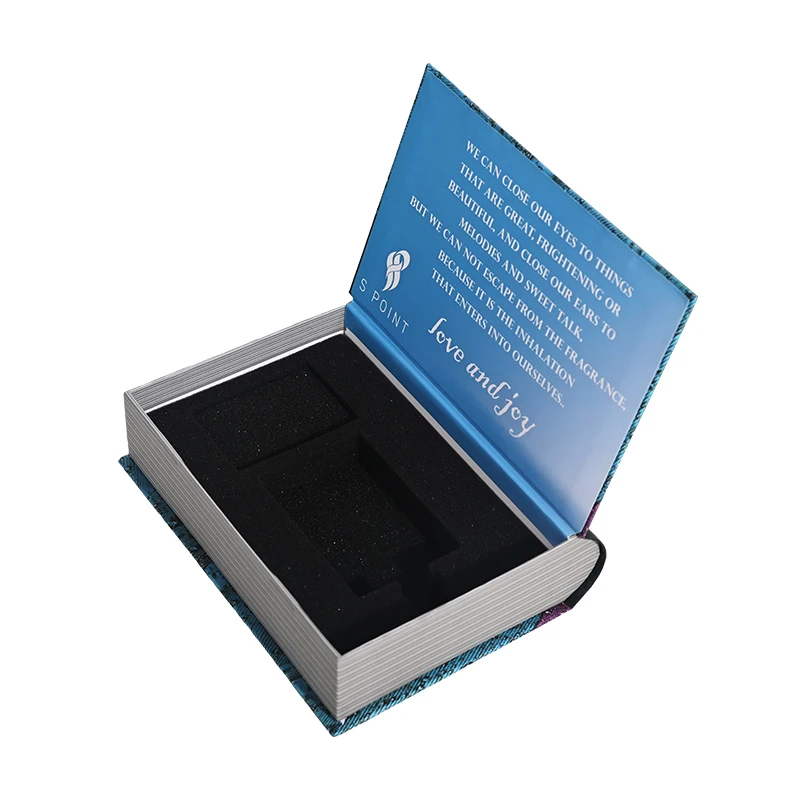 Recyclable Book Ring Box Handmade Luxury Cardboard Custom Foam Insert Book Shaped Jewelry Box