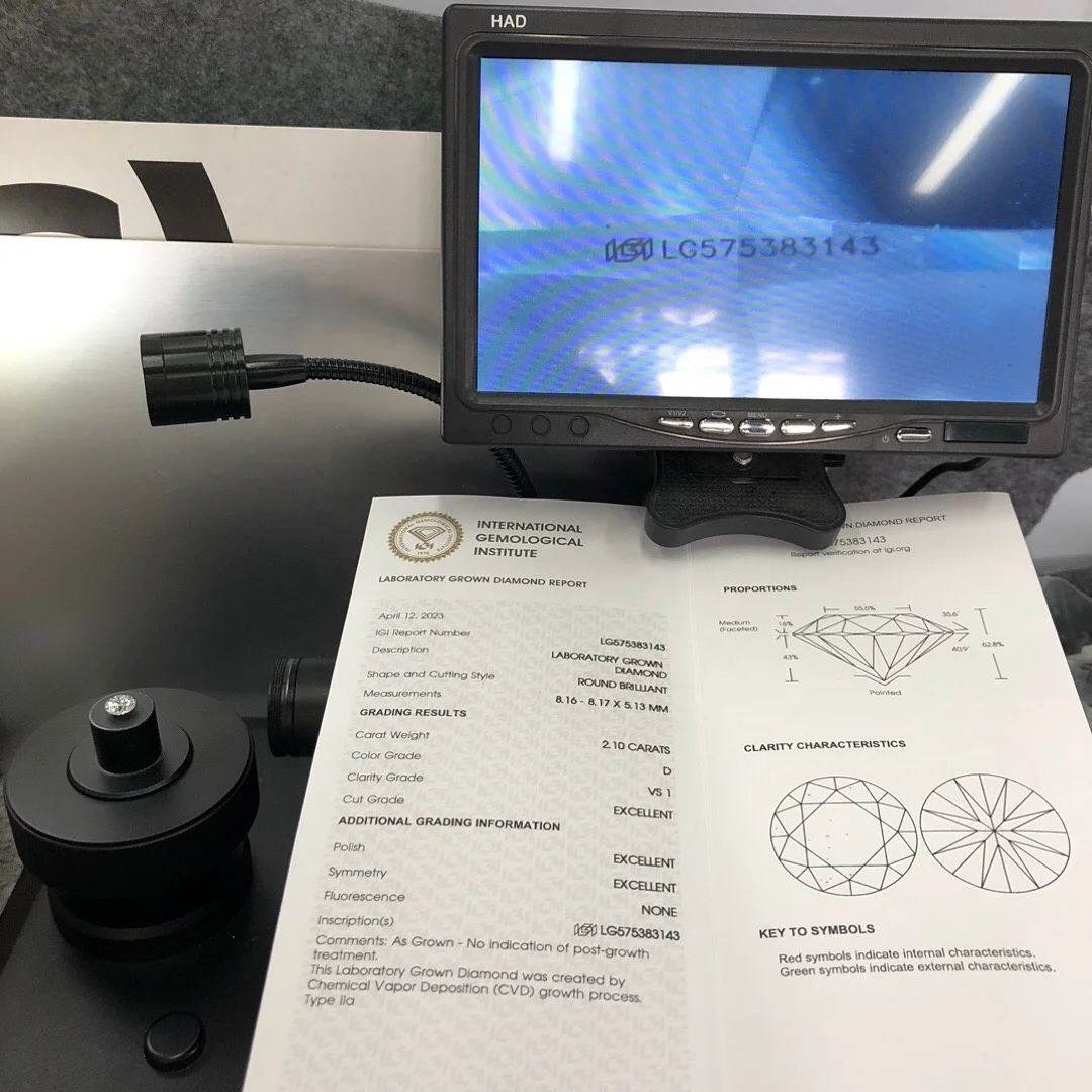 CVD Wholesale Price Lab Grown Diamond 2.1ct D VS1 Round Brilliant Cut CVD HPHT Diamond