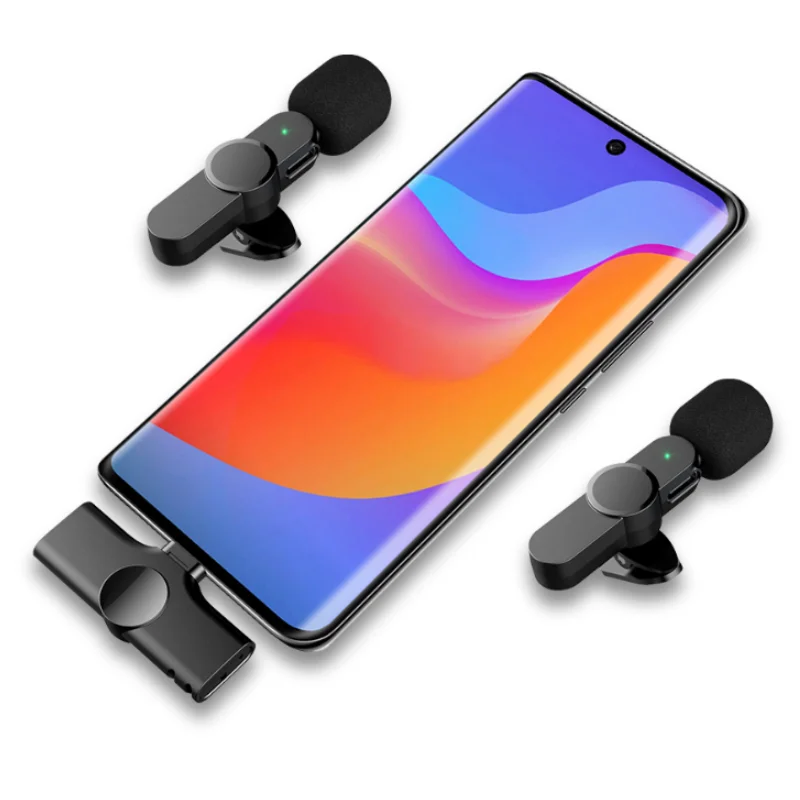 Wireless Lavalier Microphone Lapel Clip on Microphone Mic For Mobile Phone Vlog Live Stream Audio Live Vloggers Video Recording
