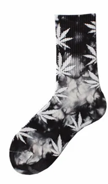Professional design  Custom Colorful Jacquard leaf socks hip hop street sport wear hemp socks