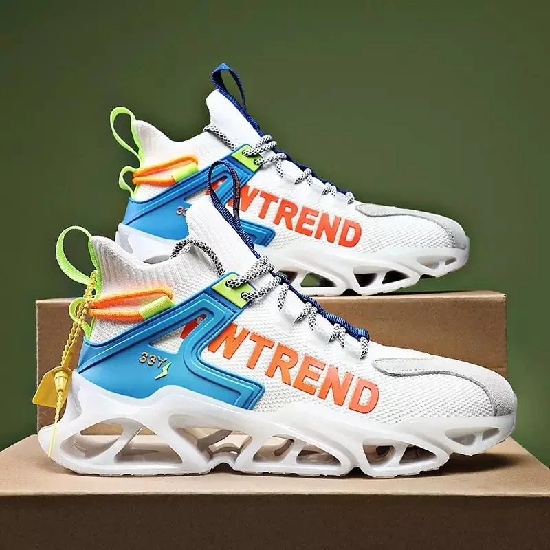 Trendy Blade Running Shoes for Men Breathable Mesh Reflective Sneakers Antiskid Damping Outsole Training Zapatillas Sport Shoes