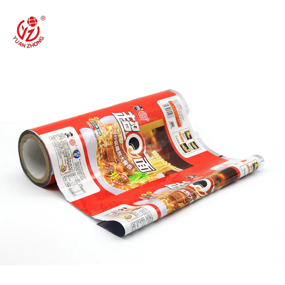 Factory Supply Custom Printed Plastic Food Packaging Film Pet Lamination Roll Film Flexible Printed Instant Noodle Stock Film